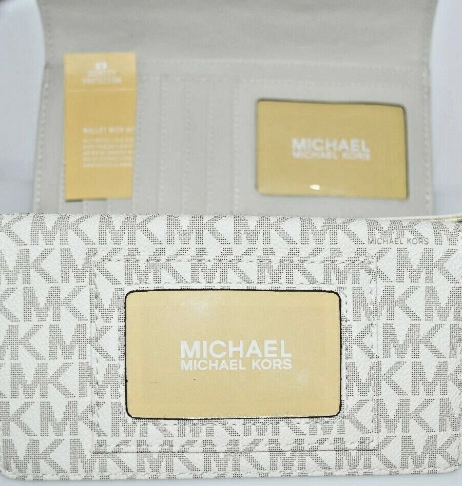 Michael Kors Jet Set Item Vanilla Check Book MK Monogram 32S7GJSE4B $158 钱包  — 第 2/4 张图片