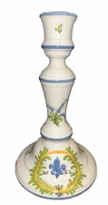 VTG Pierre Deux Handpainted Floral Blue White Candleholder 8.25”tall 5”Diam base