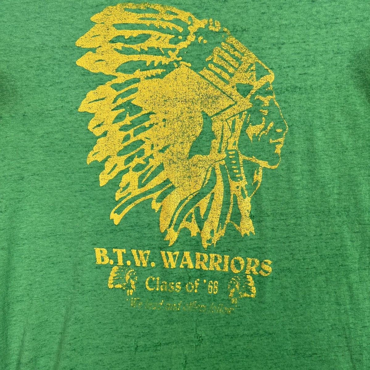 Vintage 60s Classic of 1968 Warriors Indian Head T Shirt Adult 