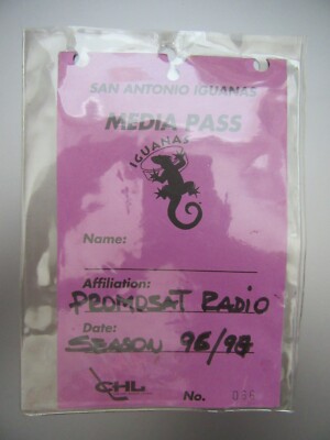 ULTRA RARE CHL CENTRAL HOCKEY LEAGUE SAN ANTONIO IGUANAS 96-97 MEDIA PASS