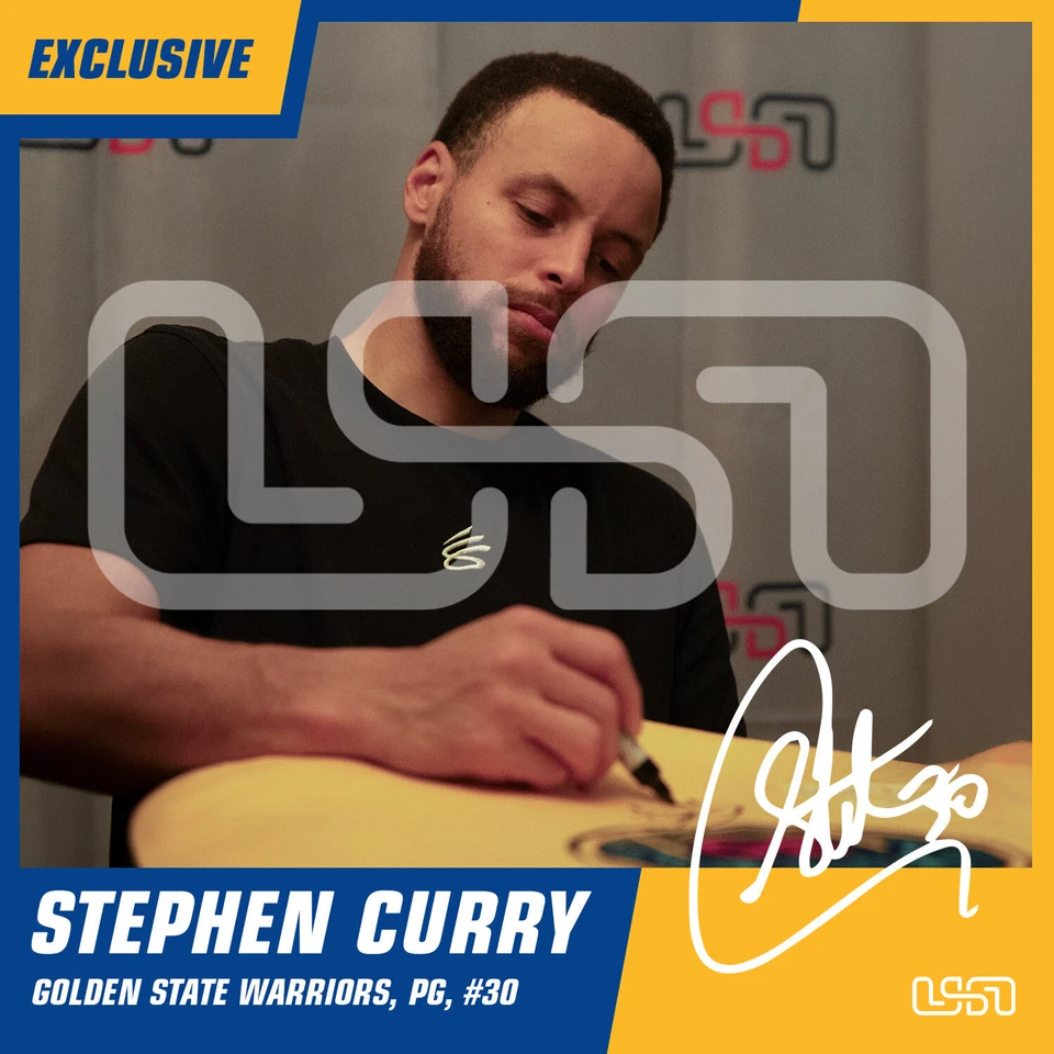 Baloncesto E/S de la NBA Wilson firmado por Stephen Curry Warriors EE. UU. SM BAS Foto 3 de 4