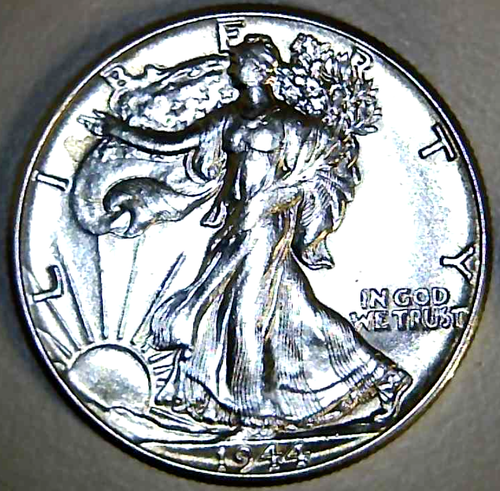 1944 Walking Liberty Half Dollar: Sharp BU Coin w/ Die Break ~ No Reserve (HA54) - Picture 2 of 3