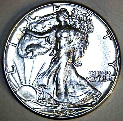 1944 Walking Liberty Half Dollar - Gorgeous BU w/ Die Break + Free Ship (HA54) - Picture 1 of 4