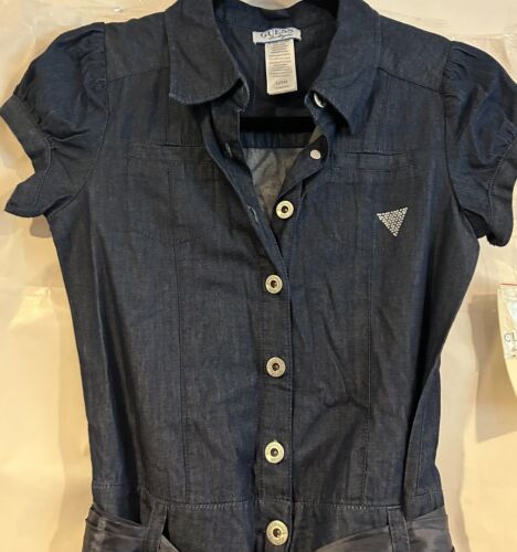 Guess Kids Girls Size L (14) Denim Dress with Ribbon Belt and Rhinestones - Picture 3 of 8