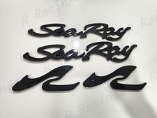4PCS SEA RAY SEARAY SR SCRIPT Gloss Black EMBLEM BADGE BOAT LOGO  12-3/4" NEW