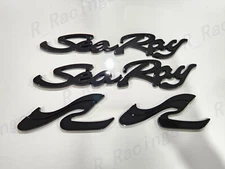 4PCS SEA RAY SEARAY SR SCRIPT Gloss Black EMBLEM BADGE BOAT LOGO  12-3/4" NEW
