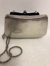 Walborg Italy Silver Metalic Hardcase clutch purse