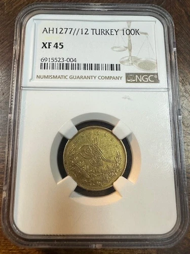 AH 1277 // 12 Turkey 100K Gold Coin NGC XF 45 - Rare Coin