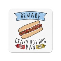 Beware VerrüCkte Hot Dog Mann KüHlschrankmagnet Fast Food Lustiger Witz Chili