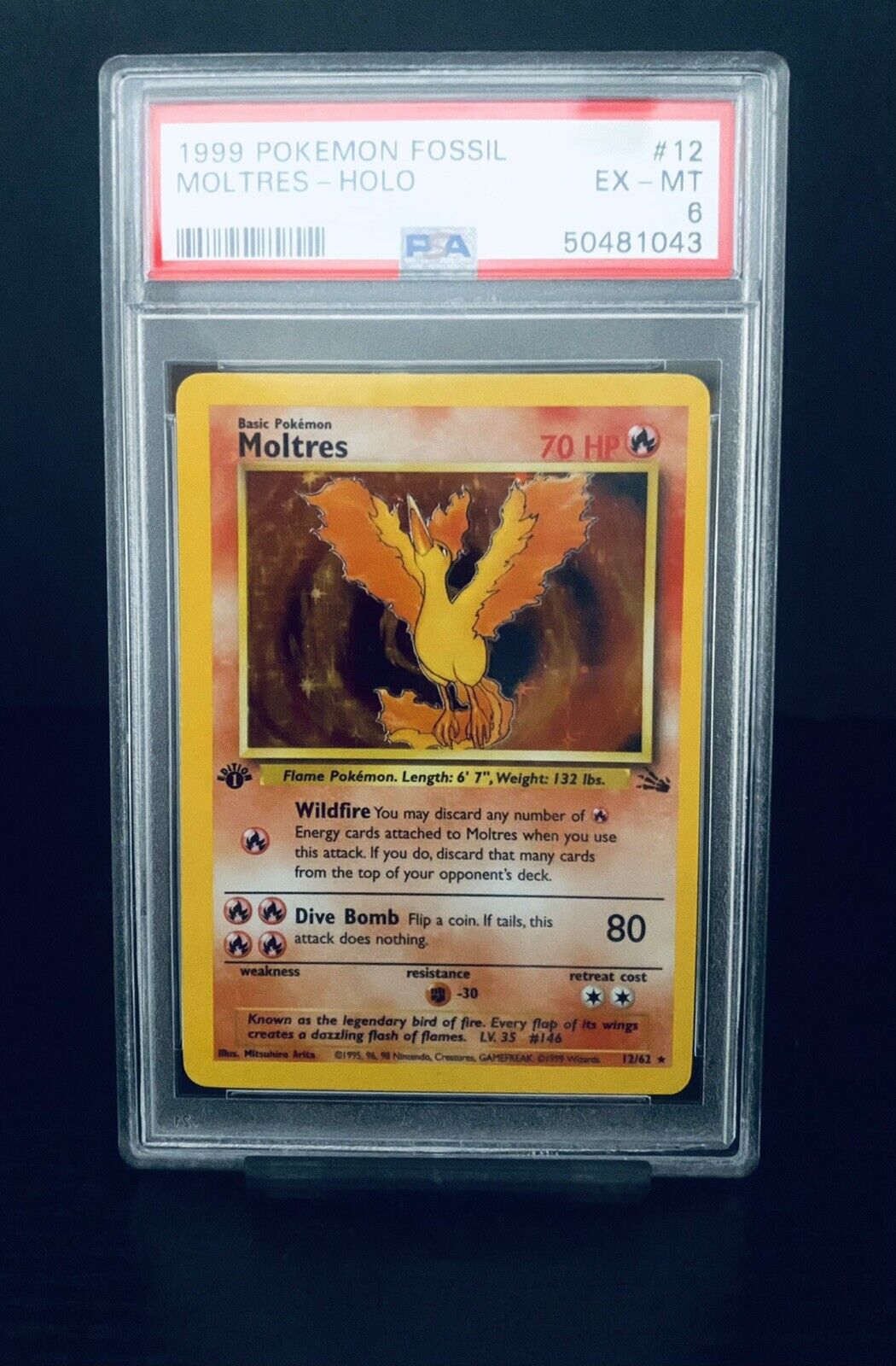 MOLTRES 12/62 Fossil Set Holo Pokemon Card Exc / 