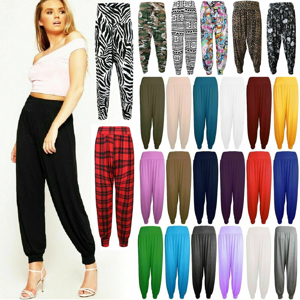 Pirate Pants Women New Ladies - Baggy Ali Baba Lagenlook Leggings, Plain Casual Trousers Harem Pants - Foto 11