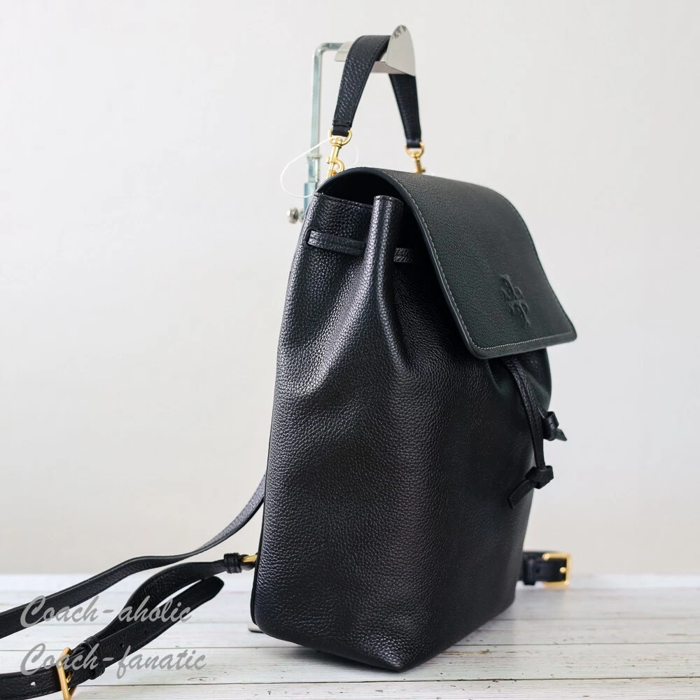 Zaino nuovo con etichette Tory Burch Thea in pelle nero 145920