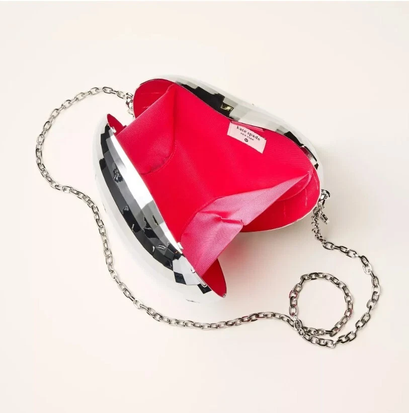 Borsa a tracolla tracolla a forma di cuore discoteca kate spade new york x bersaglio argento