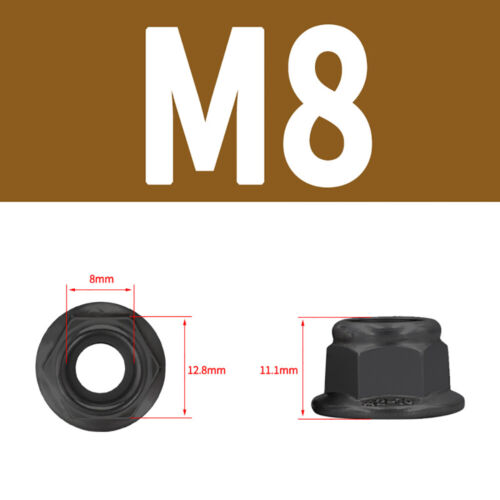 M3 - M8 Flangia Nylon Inserto Bloccaggio Dadi Nero Zincato Esagonale Nylock Dado DIN 6926 - Foto 12 di 12