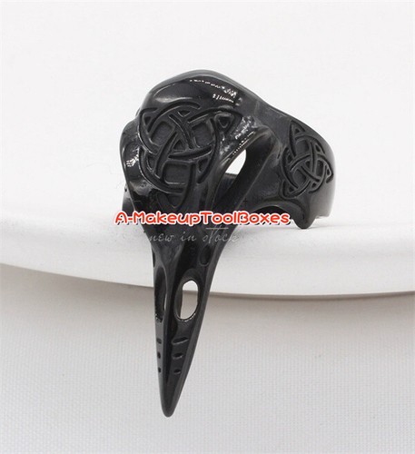 Men‘s Stainless Steel Nordic Viking Raven Skull Vegvisir Ring 7-13# J575 - Picture 8 of 10