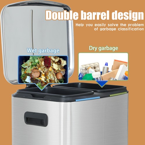 Kitchen Trash Can With Lid For Office Bedroom Bathroom Step Trash Bin Fingerprin - Picture 6 of 7