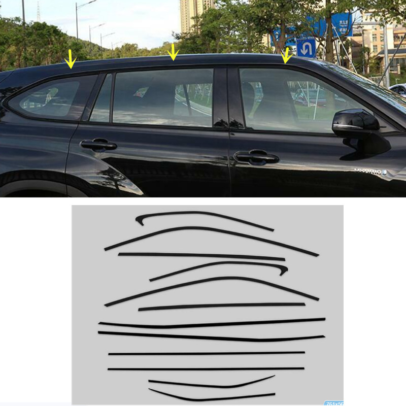 For Toyota Highlander 2020-2024 Black External Window Frame Strip Cover Trim 12P