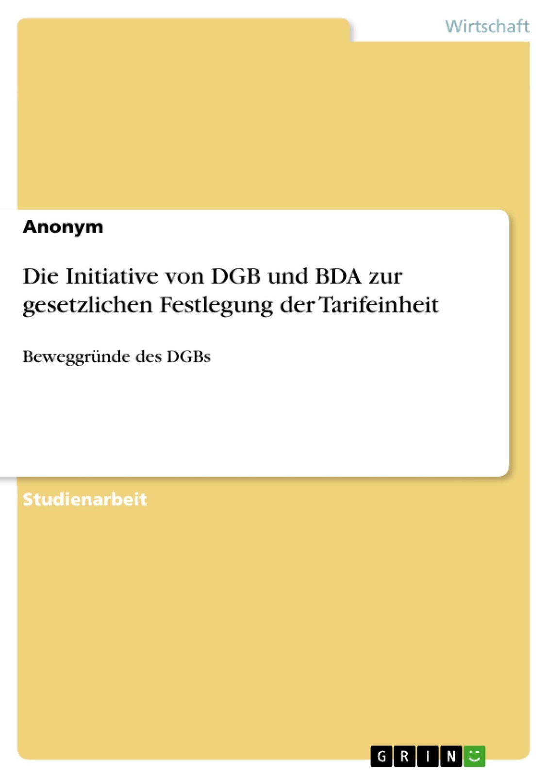 Anonym | Die Initiative Von Dgb Und Bda Zur Gesetzlichen Festlegung