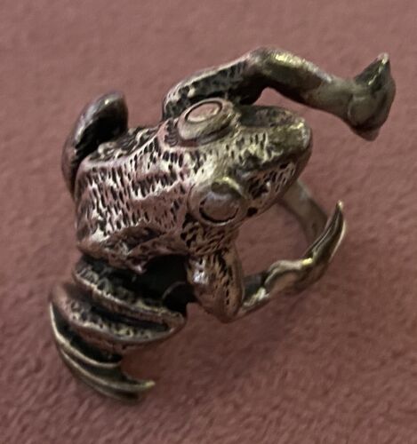 925 Sterling Silver Vintage FROG Ring Marked , 12… - image 1