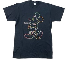 Vintage Velva Sheen Disney Neon Mickey Mouse L Shirt Minnesota Made In USA