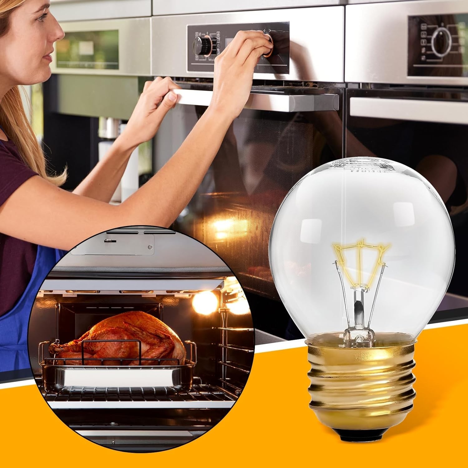 40W Oven Light Bulb 4-Pack for Maytag GE Kenmore Whirlpool E26/E27 High Temp