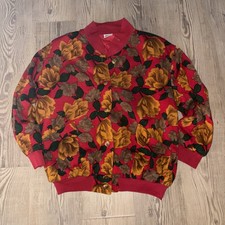 Vintage Womens Jacket Flower red Pattern Size M