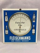 Vintage Fleischmann's Gin-Vodka-Whiskey advertising wall thermometer&mdash;works