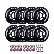 VXT500 Inline Skate Wheels   8-Pack with Bearings, Spacers and Washers - Dura...