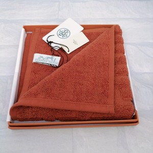 HERMES Towel Solid Square 13in Cotton Orange Auth High Quality Rare Find Luxury