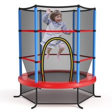 Giantex 55'' Mini Trampoline for Kids, ASTM Approved With Safety Blue/Red