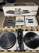Nintendo Wii DJ Hero 2 Party Bundle Wireless 2 Turntables & Microphone 80+ Songs