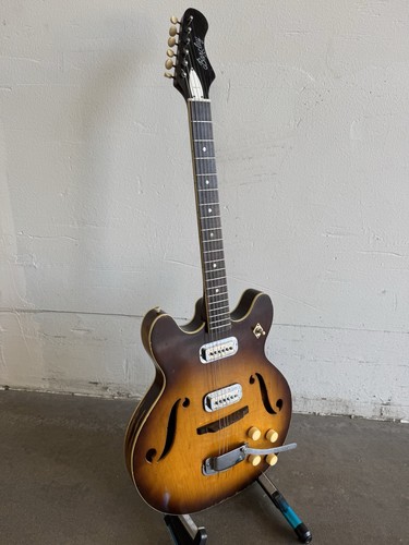 Barclay Harmony H74-3 Meteor Semi Hollowbody Vintage Guitar USA 1967 W Case - Picture 2 of 17