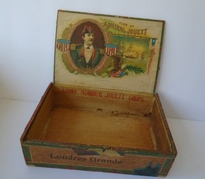 Scarce Antique FLOR DE Admiral Jouett Cigar Box Civil War & Mexican American War