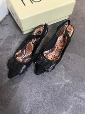 Next -black faux suede slingback shoes with bows - size UK5