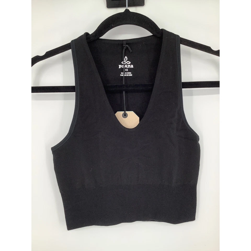 prAna Size XS Black Sopra Seamless Crop Top Scoop Neck Organic Cotton OS36-5 - Image 3 of 4