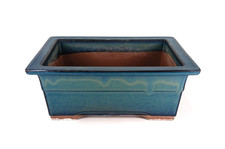 Japanese Bonsai Pot Blue Ceramic Planter Shal...
