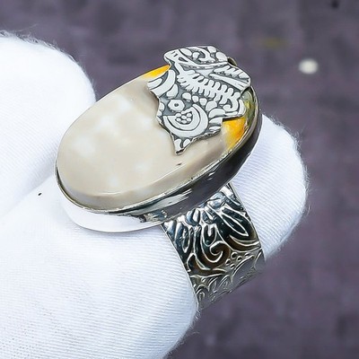 Bumble Bee Jasper Gemstone Handmade 925 Sterling Silver Jewelry Ring Size 8