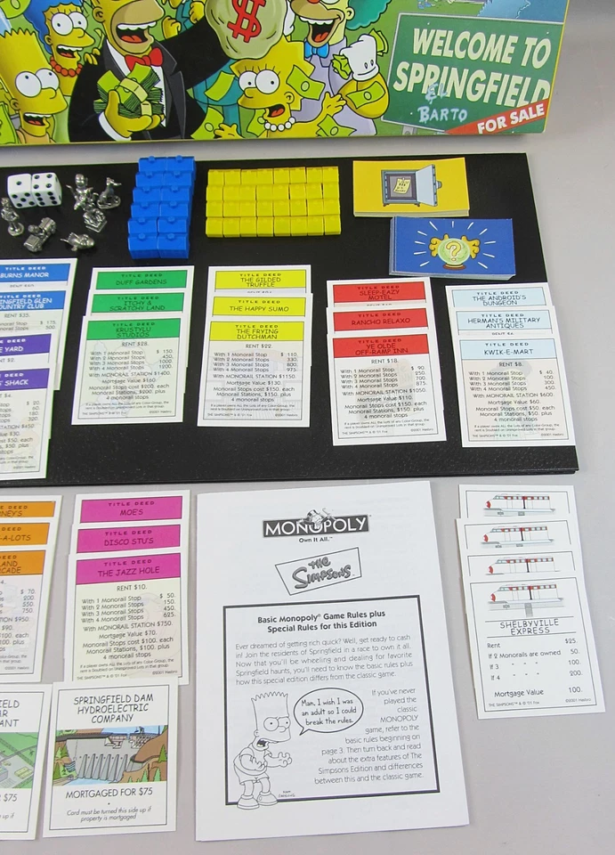 Monopoly The Simpsons Edition Board Game Welcome To Springfield Hasbro 2001 - Image 4 of 4