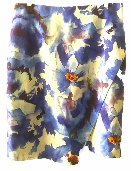 Quality David Lawrence Floral Faux Wrap Pencil Skirt Size 12 Lined