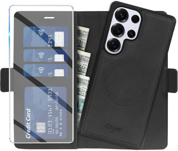 HandyhüLle 2 In 1 Abnehmbare PU Leder Wallet Schwarz Mit Standfunktion FüR-image