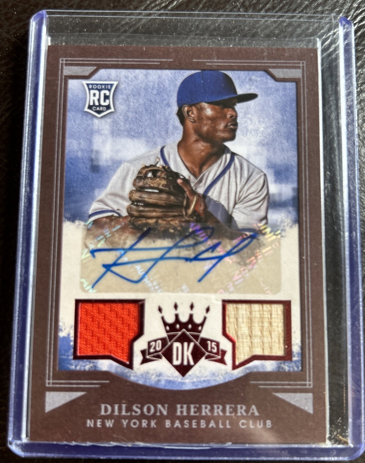 2015 Diamond Kings Dilson Herrera Framed Rookie Dual Materials Auto #39/99 Mets