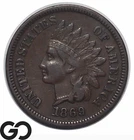 1869 Indian Head Cent Penny, Choice XF++/AU Better Date, 490/550