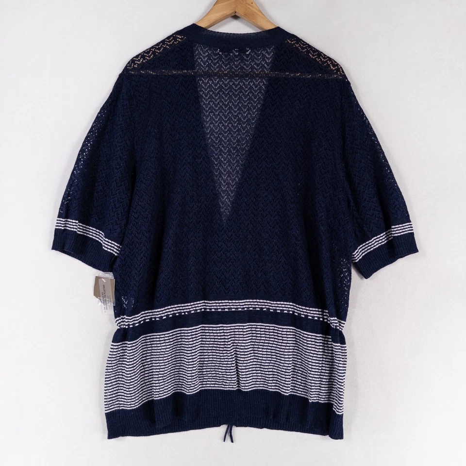 Свитер Merona 24 Вт/26 Вт темно-синий белая полоса кардиган легкий кружевной вязаный новый - Изображение 3 из 4