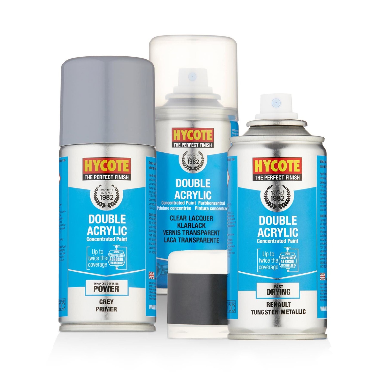 Hycote Spray Paint Renault Tungsten Metallic Paint 150ml + Grey Primer & Lacquer