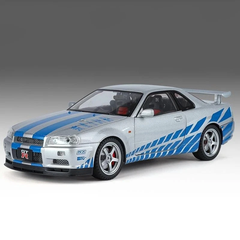 1:18 Nissan Skyline GTR R34 Supercar Model Car with Light and Sound Features