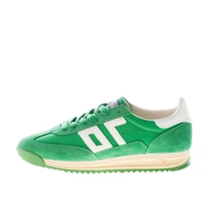 BACK 70 men shoes Barkley Jogger sneaker in green fabric and suede with white