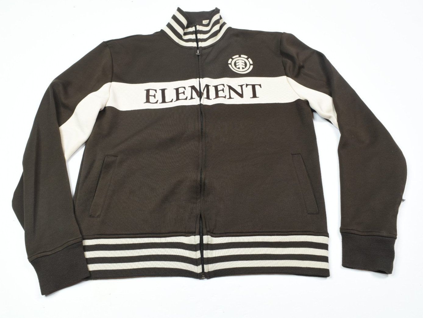 Track Jacket Mens Large Brown Fullzip Long Sleeve Y2k