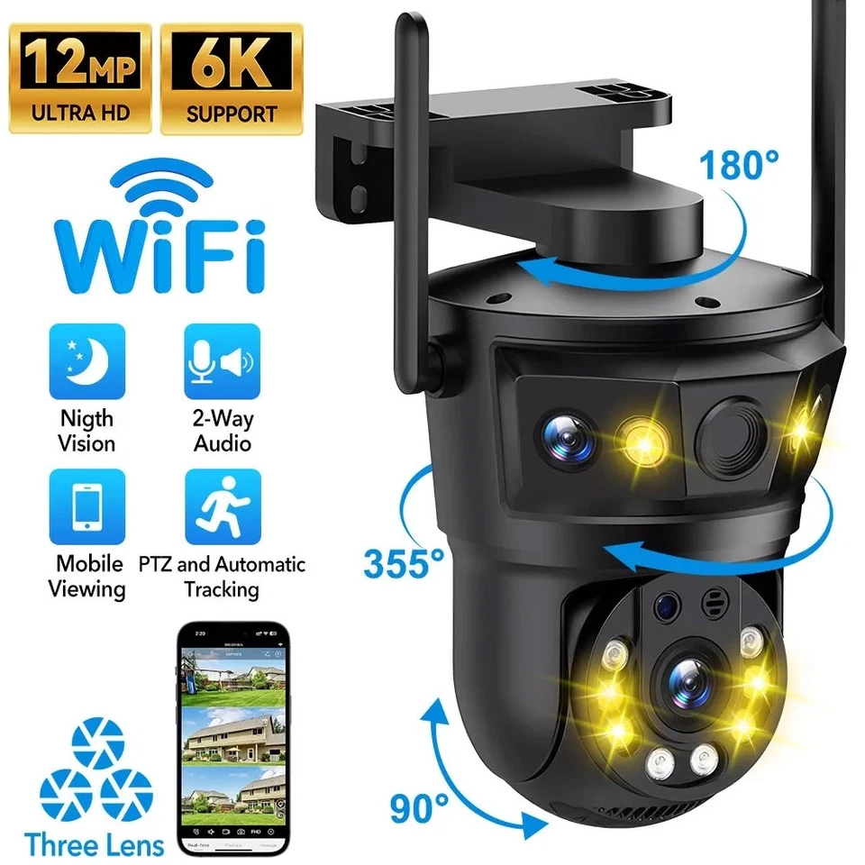 16X ZOOM 6K 12MP Überwachungskamera Aussen WLAN PTZ WiFi IP Kamera Outdoor Alert - Bild 3 von 4
