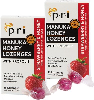 P.R.I Manuka Honey Lozenges with Propolis, Soothing Cough and Throat 2-Pack 