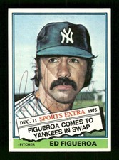 1976 Topps Traded #27T Ed Figueroa  signed autograph  EX, well centered, red bp 